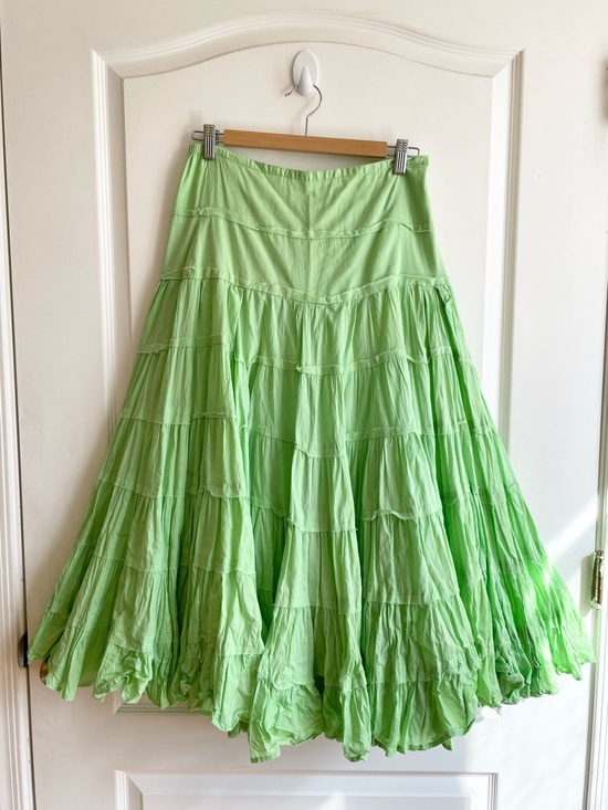 Soft Surroundings Dresses & Skirts - Womens 100% Cotton Tiered Midi Full Circle Skirt M Fairy Boho Soft Surroundings